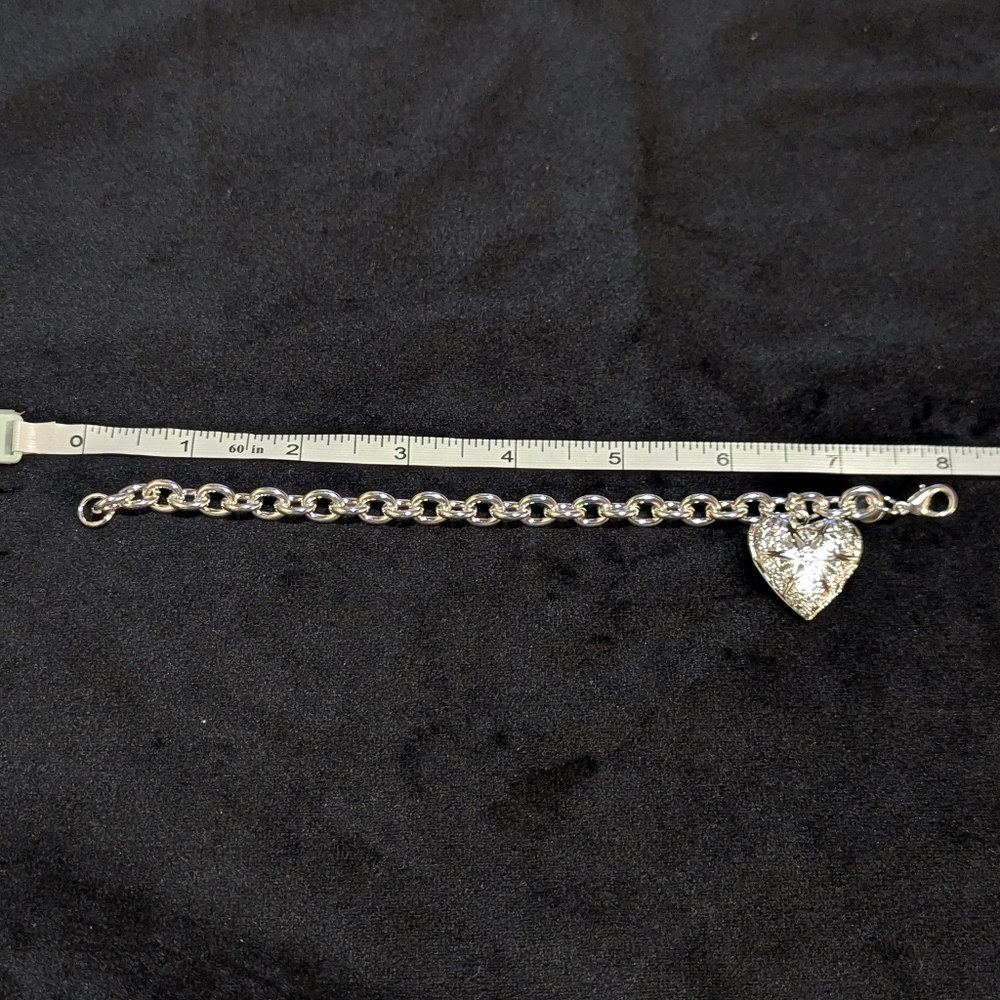 925 Sterling Silver Heart Locket Charm Bracelet Adjustable Picture - Picture 6 of 8